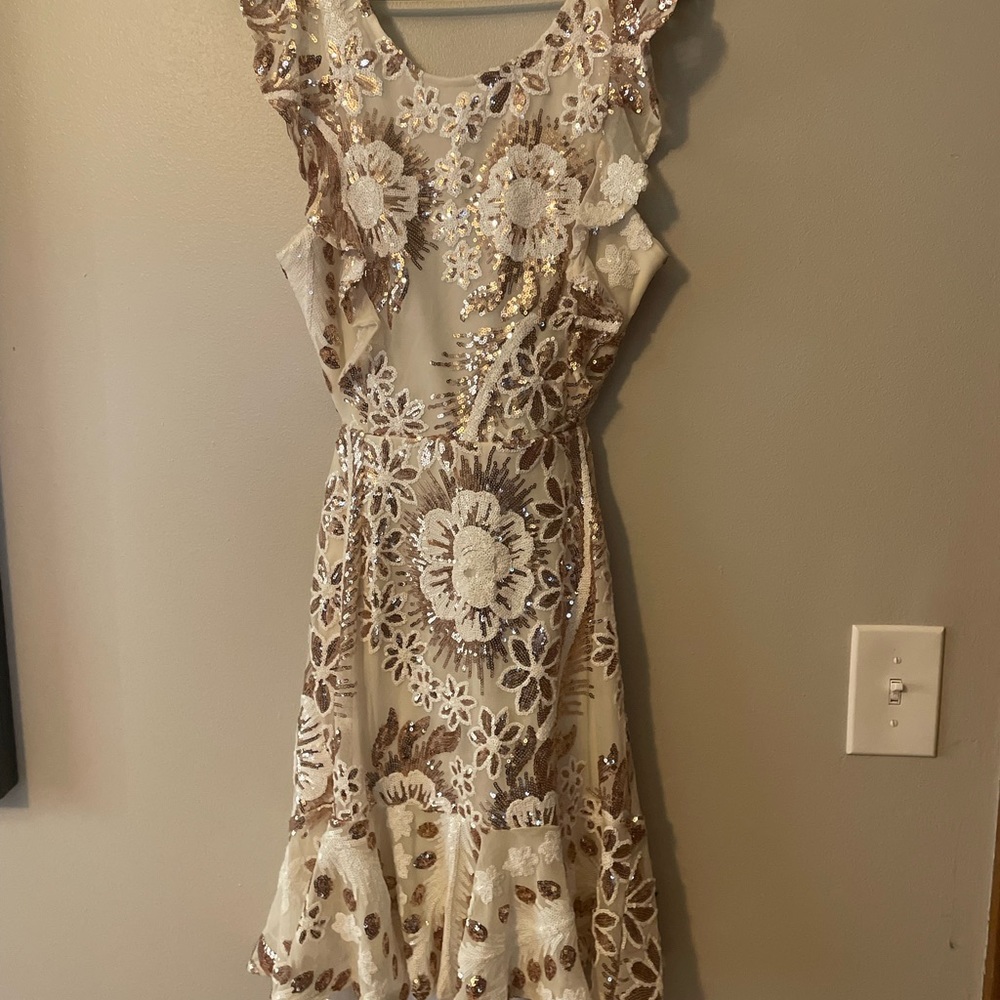 Hello Molly Making Moonlight Dress - Sequin Floral Mini Dress - Picture 4 of 8